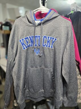 Majestic Grey Men's Zip-Up Hoodie with Blue Kentucky Logo
